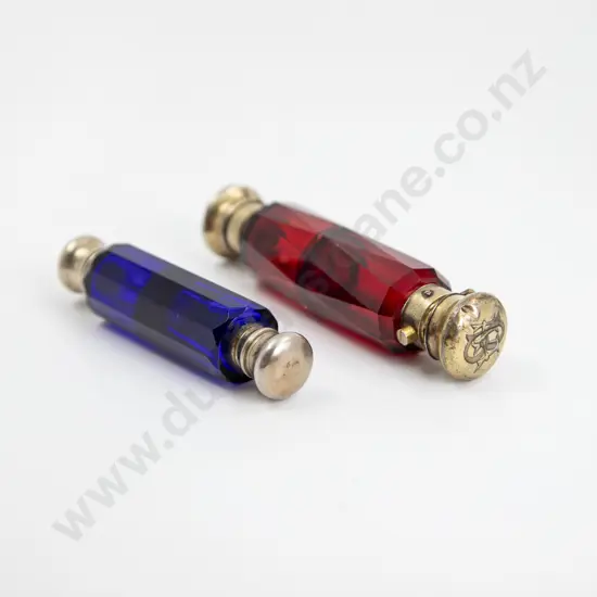 Two Victorian Cut Glass Double Ended Scent Flasks