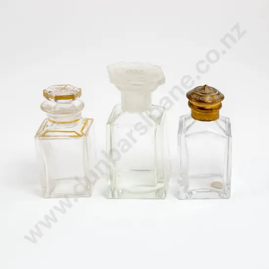 Three Various Clear Glass Scent Bottles