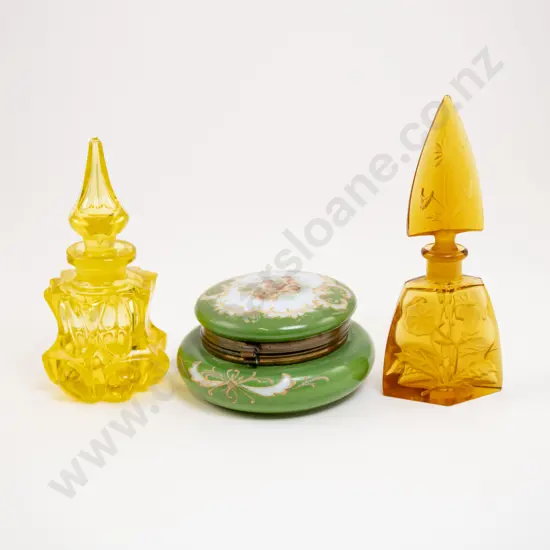 Art Deco Amber Glass Scent Bottle