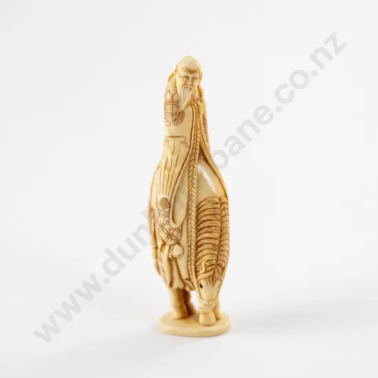 Signed Ivory Netsuke of an Immortal Riding a Horse