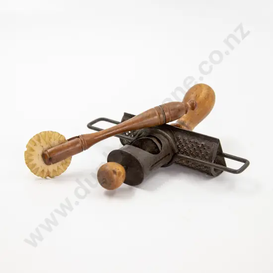 Victorian Tin Plate Nutmeg Grater and Pastry Crimper
