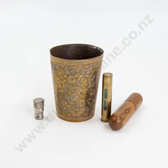 C19th Finely Engraved Brass Tumbler