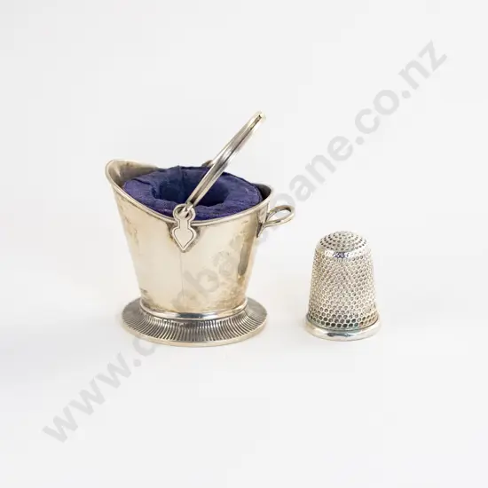 Victorian S/S Coal Scuttle Thimble Holder with Thimble