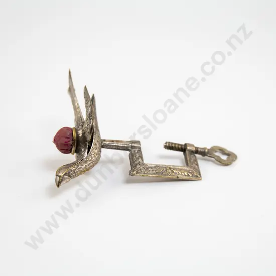 Antique White Metal Bird Sewing Clamp