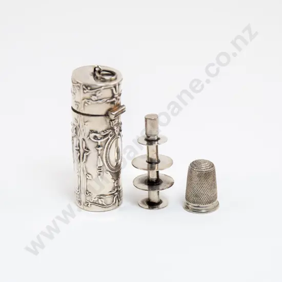 (American) Sterling Silver Pocket Canister Sewing Etui