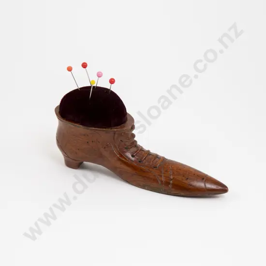 Victorian Fruitwood Carved Shoe Pin Holder