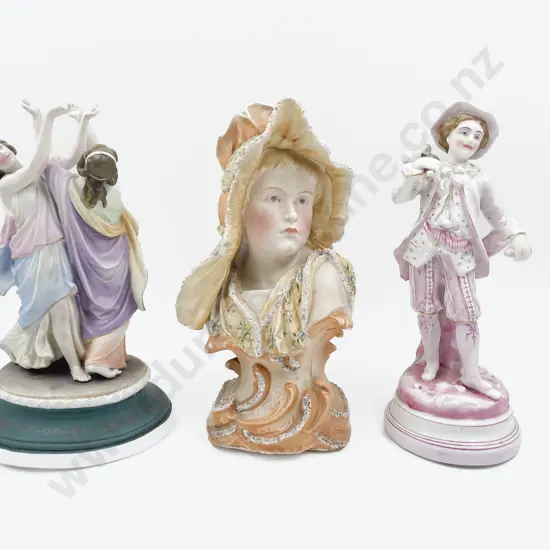 Ceramic Bust together with Porcelain Figure & Group Figure
