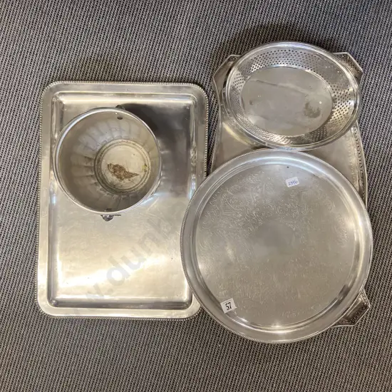 Four Assorted S/P Trays together with Champagne Bucket