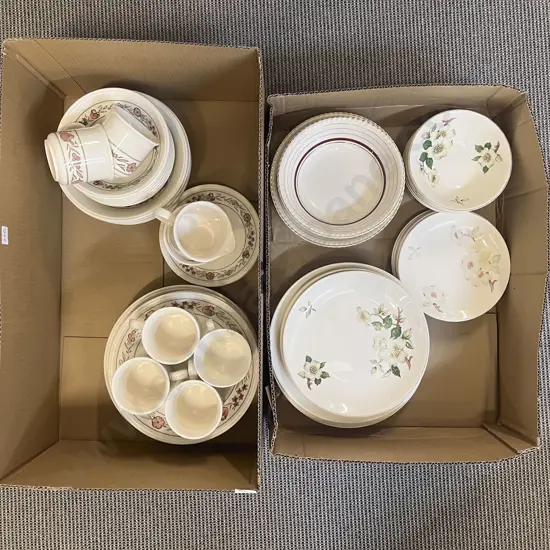Two Boxes of Assorted Fancy China including Bilton Part Dinner Set