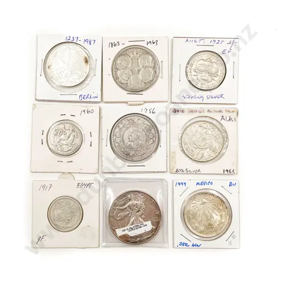 Nine World Assorted SIlver Coins