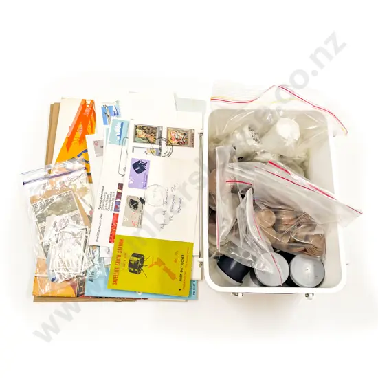 Qty Vintage NZ and World Pocket Change Coins and Small Qty Stamps