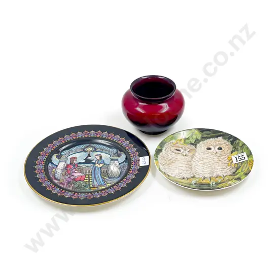 RD Flambe Vase together with Two Plates