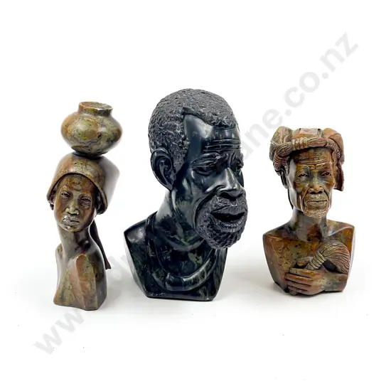 Three Assorted Hardstone Busts