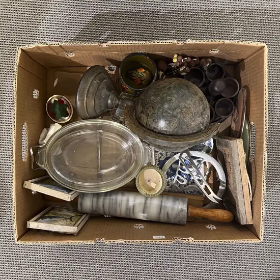 Box Quantity of Assorted Vintage incl Marble Rolling Pin