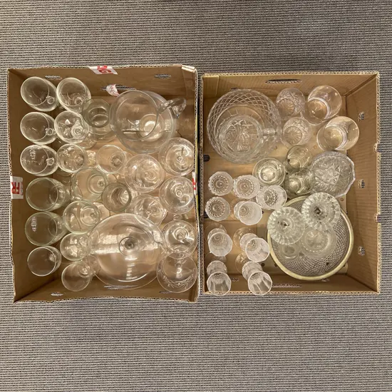 Two Boxes of Assorted Crystal & Glassware