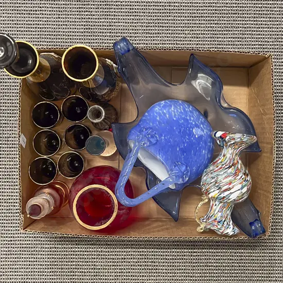 Box of Assorted Art Glass etc