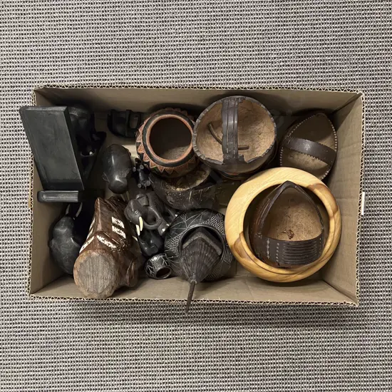 Box Quantity of Assorted Wooden Ornaments etc