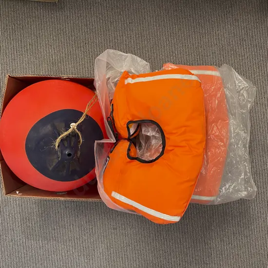 Vintage Fishing Buoy & Two Life Jackets