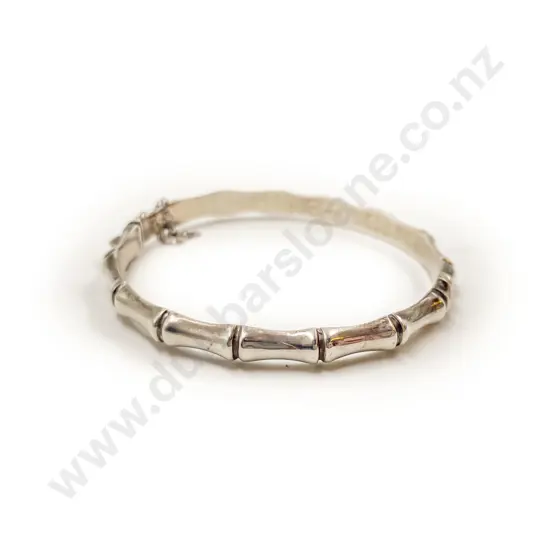Sterling Silver Hinged Bamboo Snap Bangle