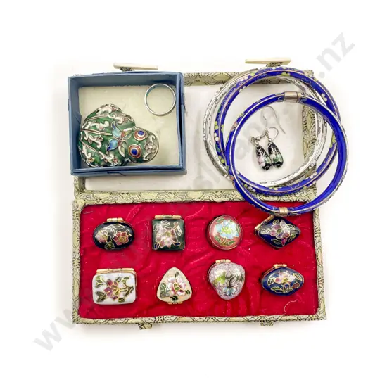 Collection of Small Enamel Trinket Boxes