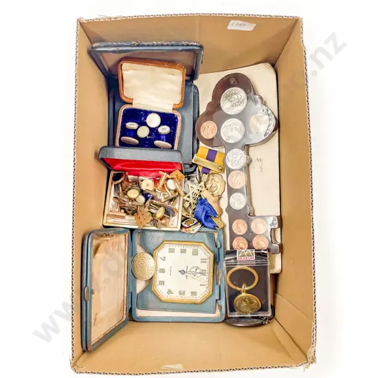 Box Quantity of Assorted Cufflinks Badges etc