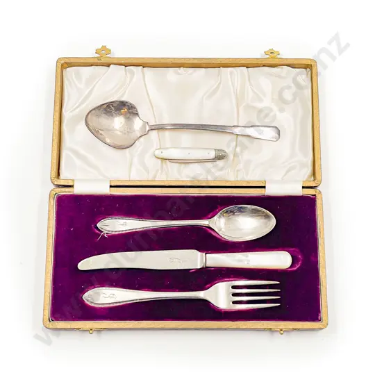 Boxed S/S Christening Set & Two Others