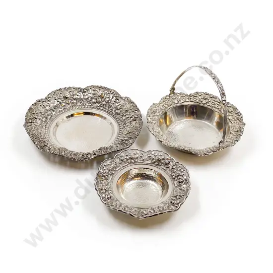 Three .800 Silver Bon Bon Dishes
