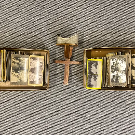Vintage Stereoscope with Two Boxes of Assorted Slides