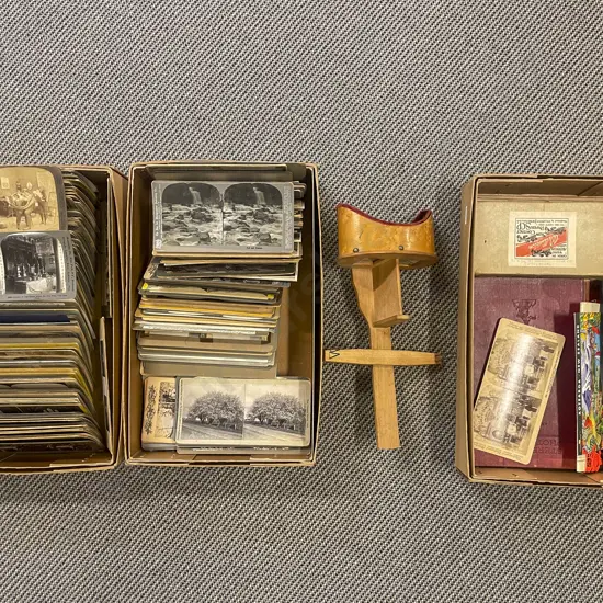 Vintage Stereoscope with Three Boxes of Assorted Slides