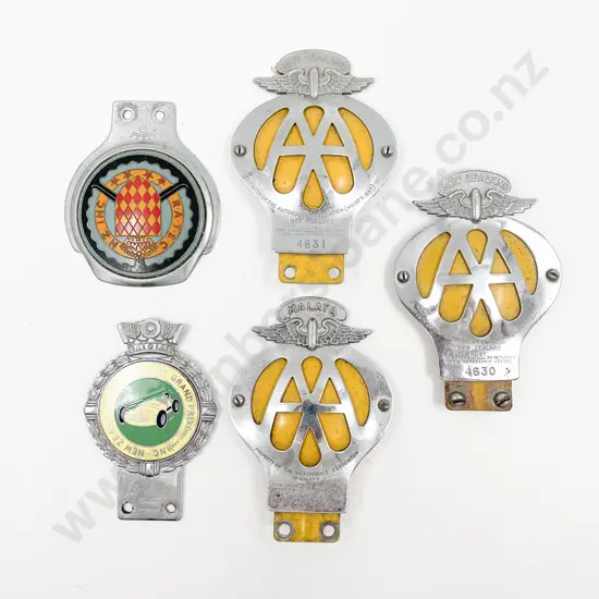 Five Assorted Vintage Car Badges