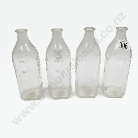 Set of Four Agee Pyrex Feeder Bottles