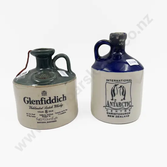 Two Full Vintage Stoneware Whisky Jugs