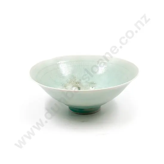 Celadon Glazed Pedestal Based Bowl by Linda Forrest