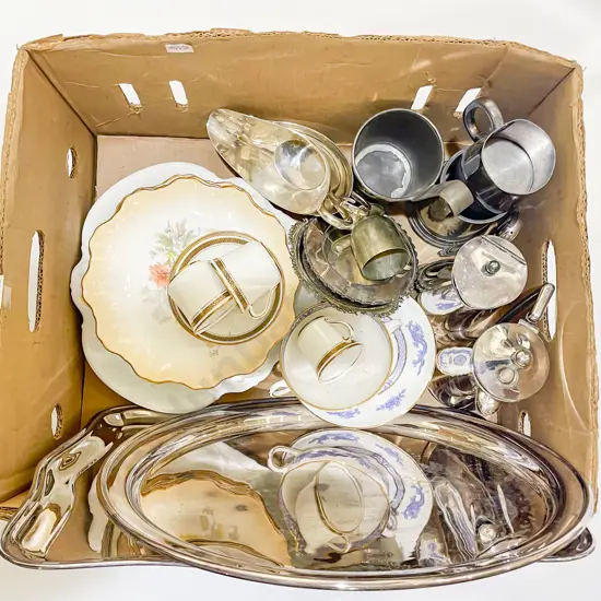Box of Assorted Fancy China and S/P