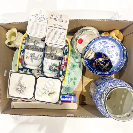 Box of Assorted Vintage incl Tawari NZ Honey Stoneware Jar & Gavel