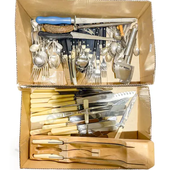 Two Boxes of Assorted Cutlery etc
