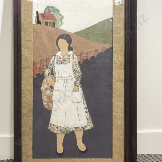 Framed Needlepoint Figural Study