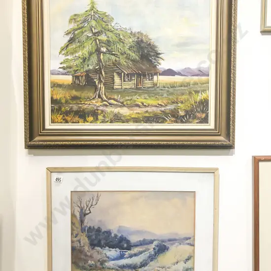 Margery Hall Oil Work together with M.C. Smith Watercolour