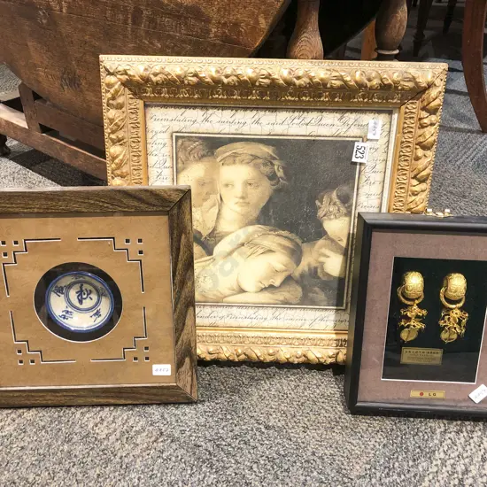 Decorative Gilt Framed Print & Two Others