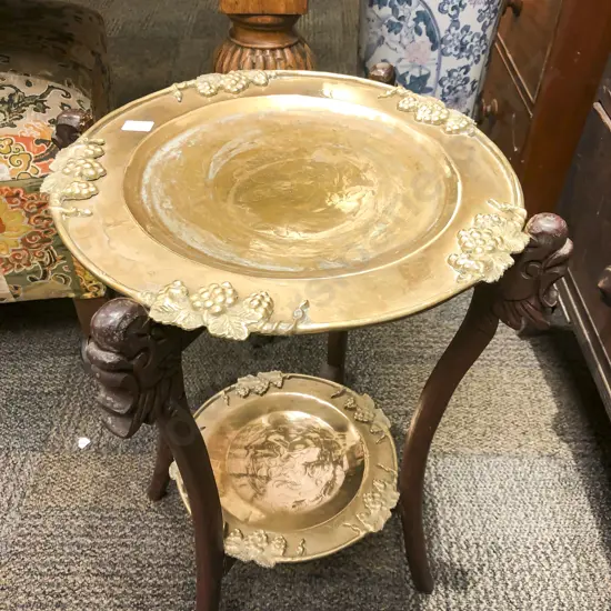 Two Tier Brass Tray Occasional Table