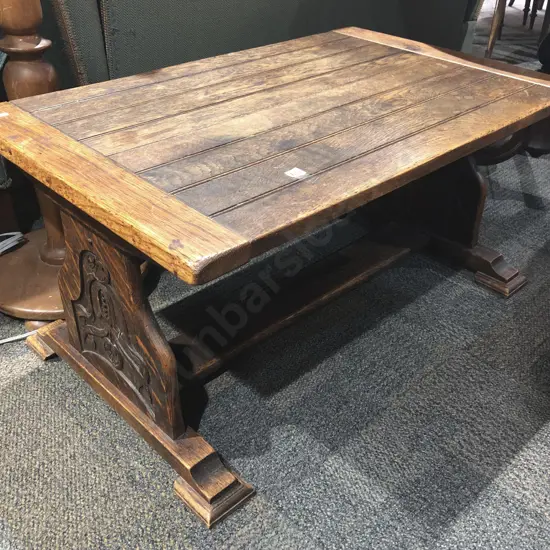 Oak Coffee Table with Refectory Base