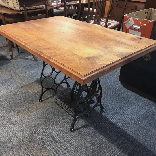 Vintage Treadle Sewing Machine Base with Later Table Top