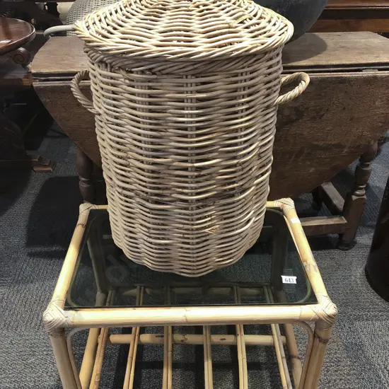 Cane Coffee Table together with Wicker Basket