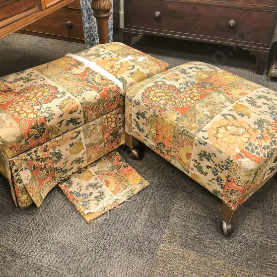 Two Upholstered Foot Stools