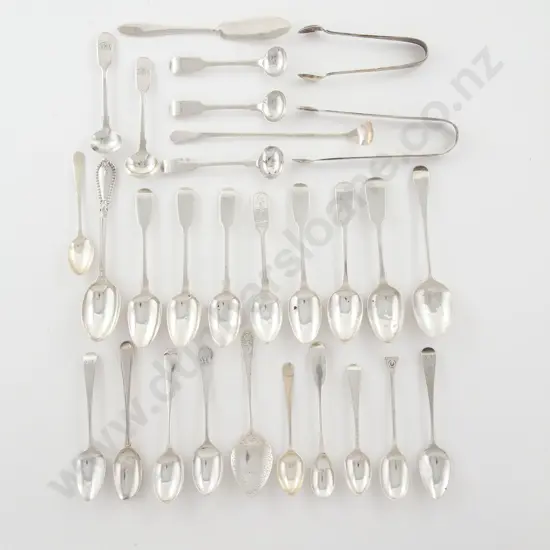 29 Various S/S Spoons Butter Knife & 2 Pairs Of Sugar Tongs