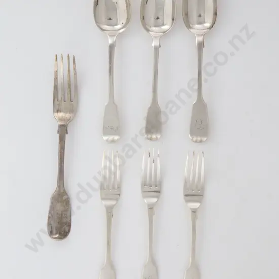 3 Vict S/S Dessert Forks 3 Various Dessert Spoons & A Table Fork