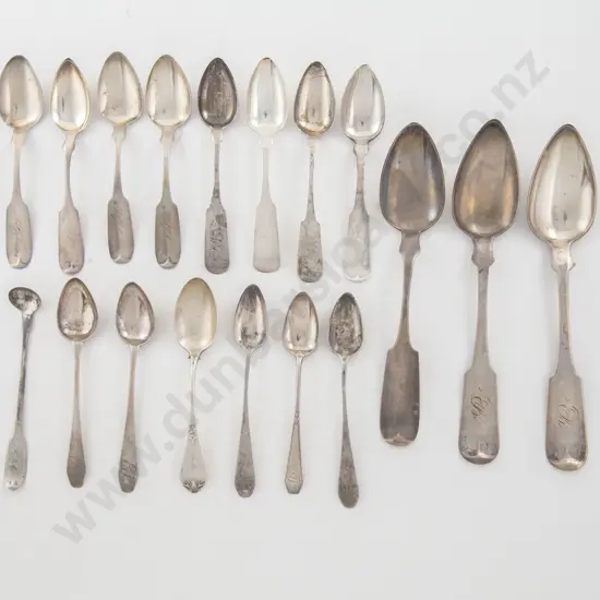18 Various Antique American Silver Spoons