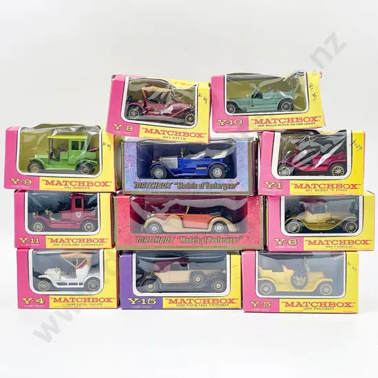 Eleven Models of Yesteryear Pink and Woodgrain Surround Boxed Models