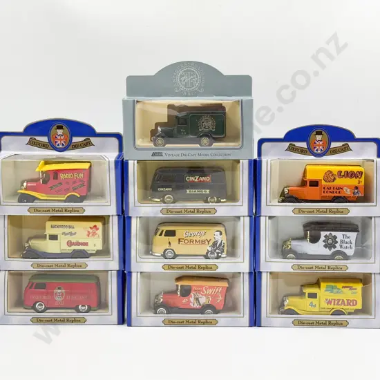 Oxford Diecast Nine Vintage Advertising Models and single Lledo Model