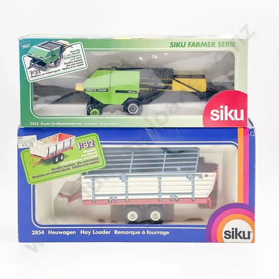 Boxed Siku Farmer Series 1:32 2854 Hay Loader and 2862 Deutz Baler